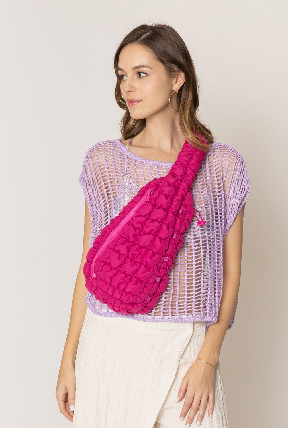 QBS410088 Brielle Quilted Sling Bag - MiMi Wholesale