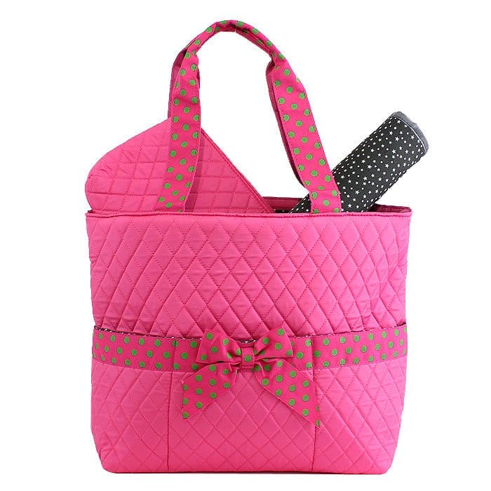 QS601 Quilted Solid 3PC Diaper Bag - MiMi Wholesale