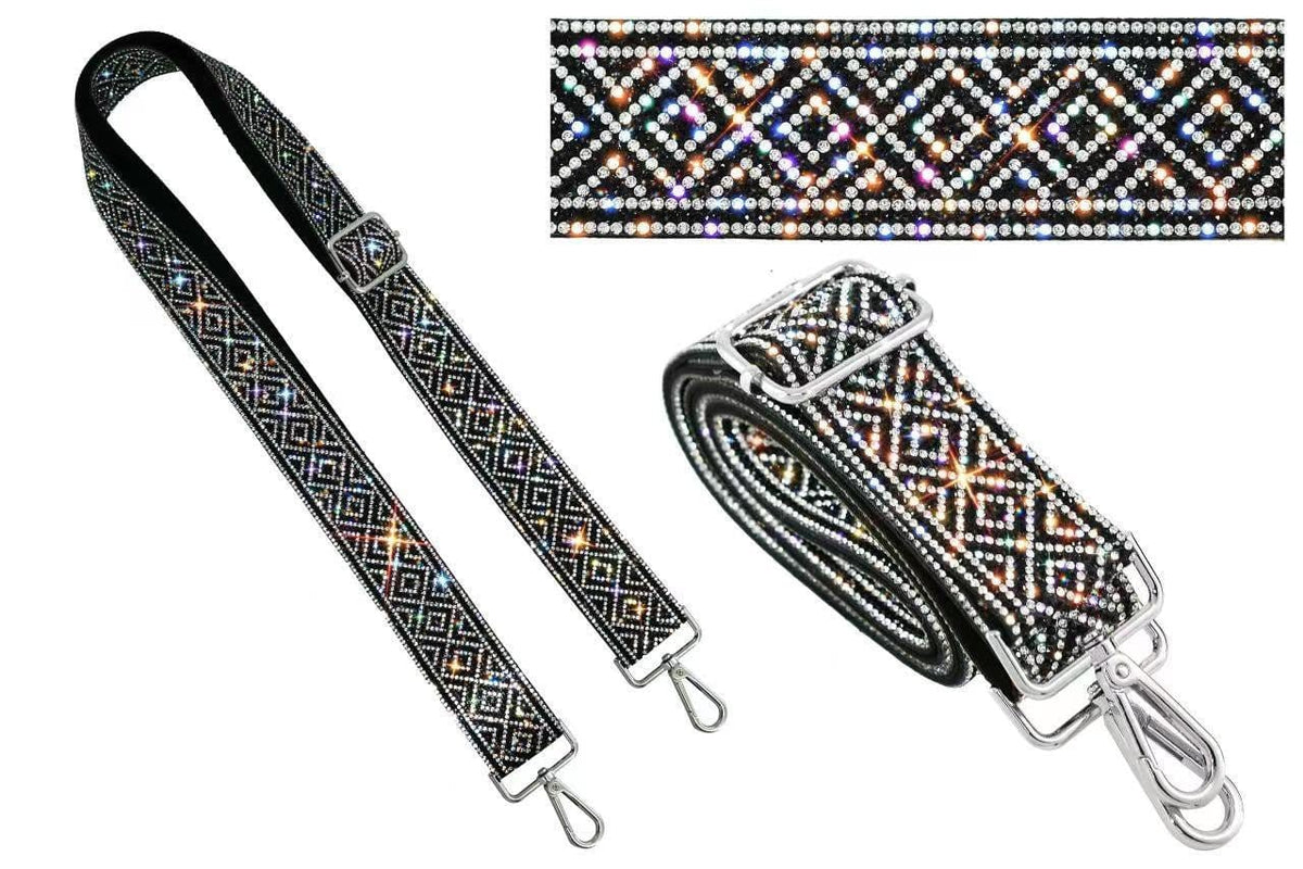 RS038R Sparkling Rhinestone Diamond Pattern Guitar Strap - MiMi Wholesale