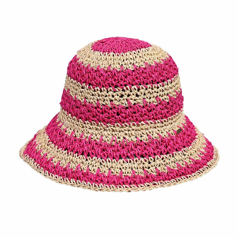 ST4245 Striped Crochet Bucket Hat - MiMi Wholesale