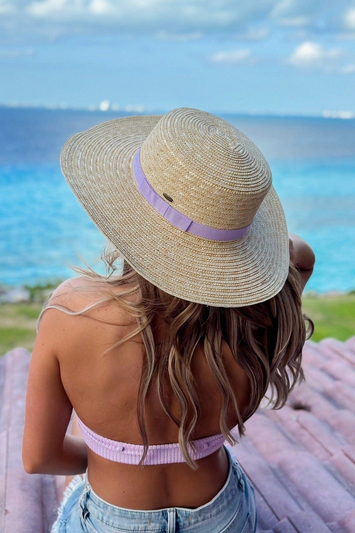 STH03 Grosgrain Ribbon Band Boater Hat - MiMi Wholesale