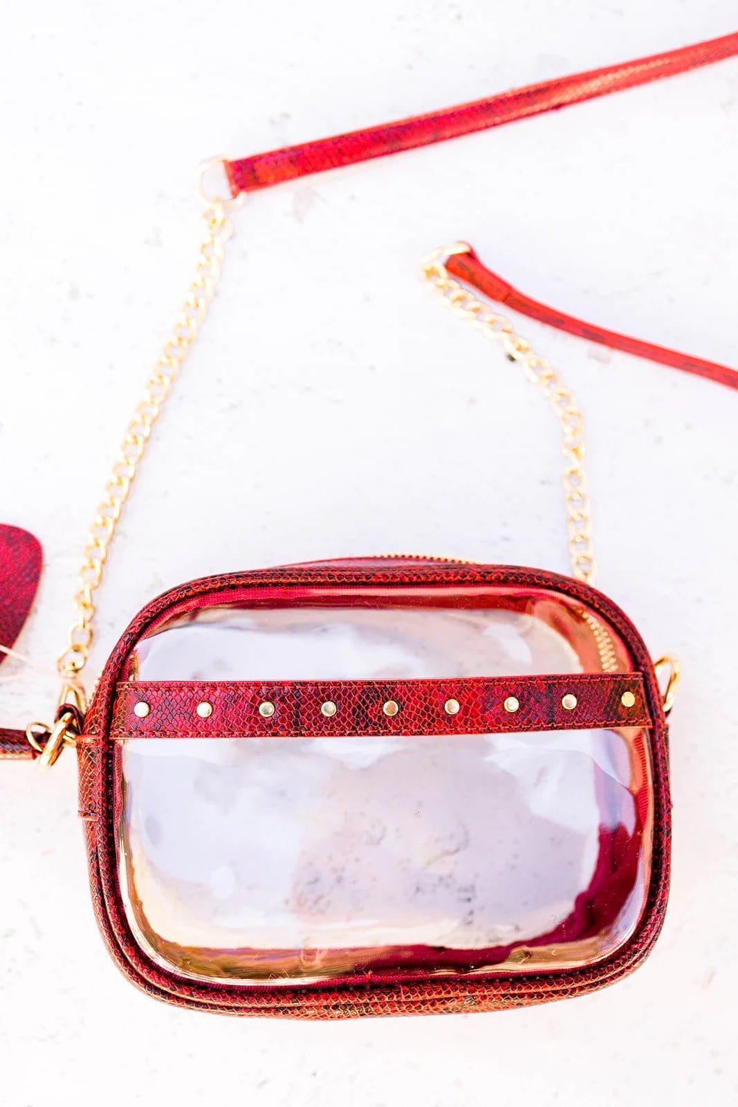 TB29208 Clear Crossbody With Tassel With Chain Strap - MiMi Wholesale