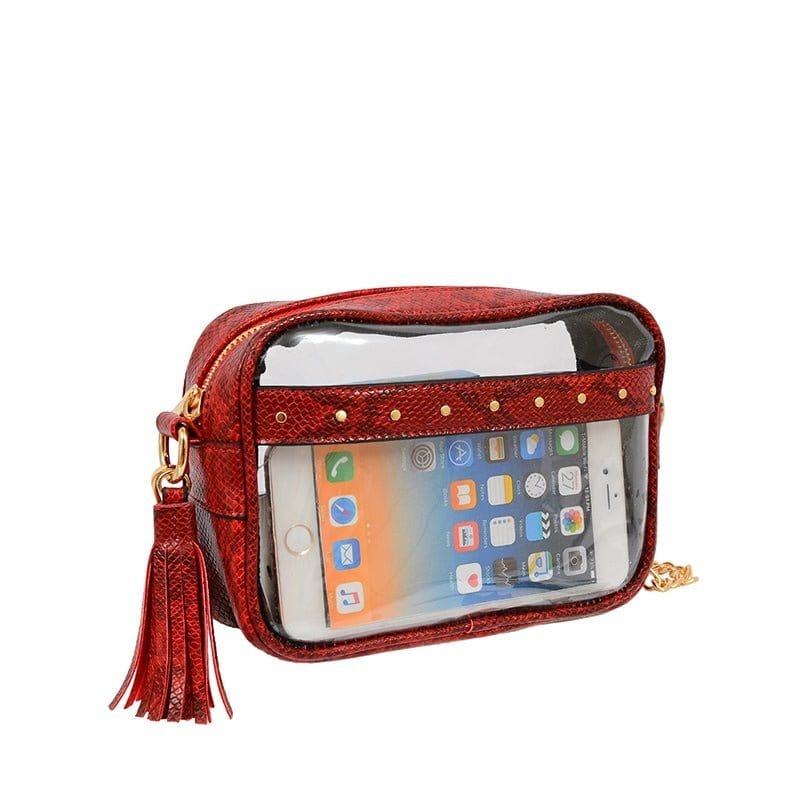 TB29208 Clear Crossbody With Tassel With Chain Strap - MiMi Wholesale