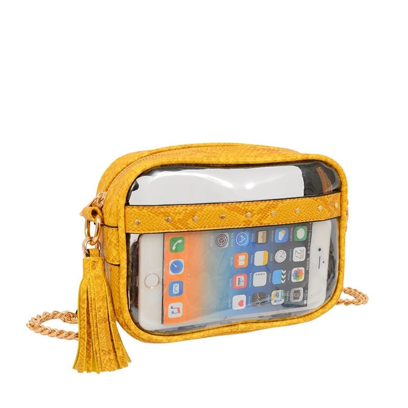 TB29208 Clear Crossbody With Tassel With Chain Strap - MiMi Wholesale
