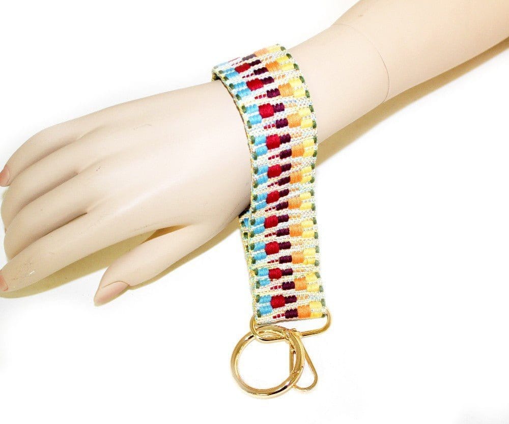 TG10272 Color Patterned Wristband Keychain - MiMi Wholesale
