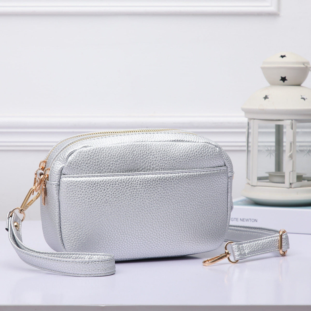 TG10281 Grace Front Pocket Double Zipper Crossbody Bag - MiMi Wholesale