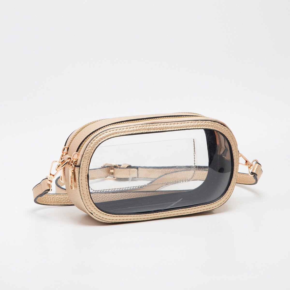 TG10552 Double Zipper Oval Clear Gameday/Stadium Bag - MiMi Wholesale