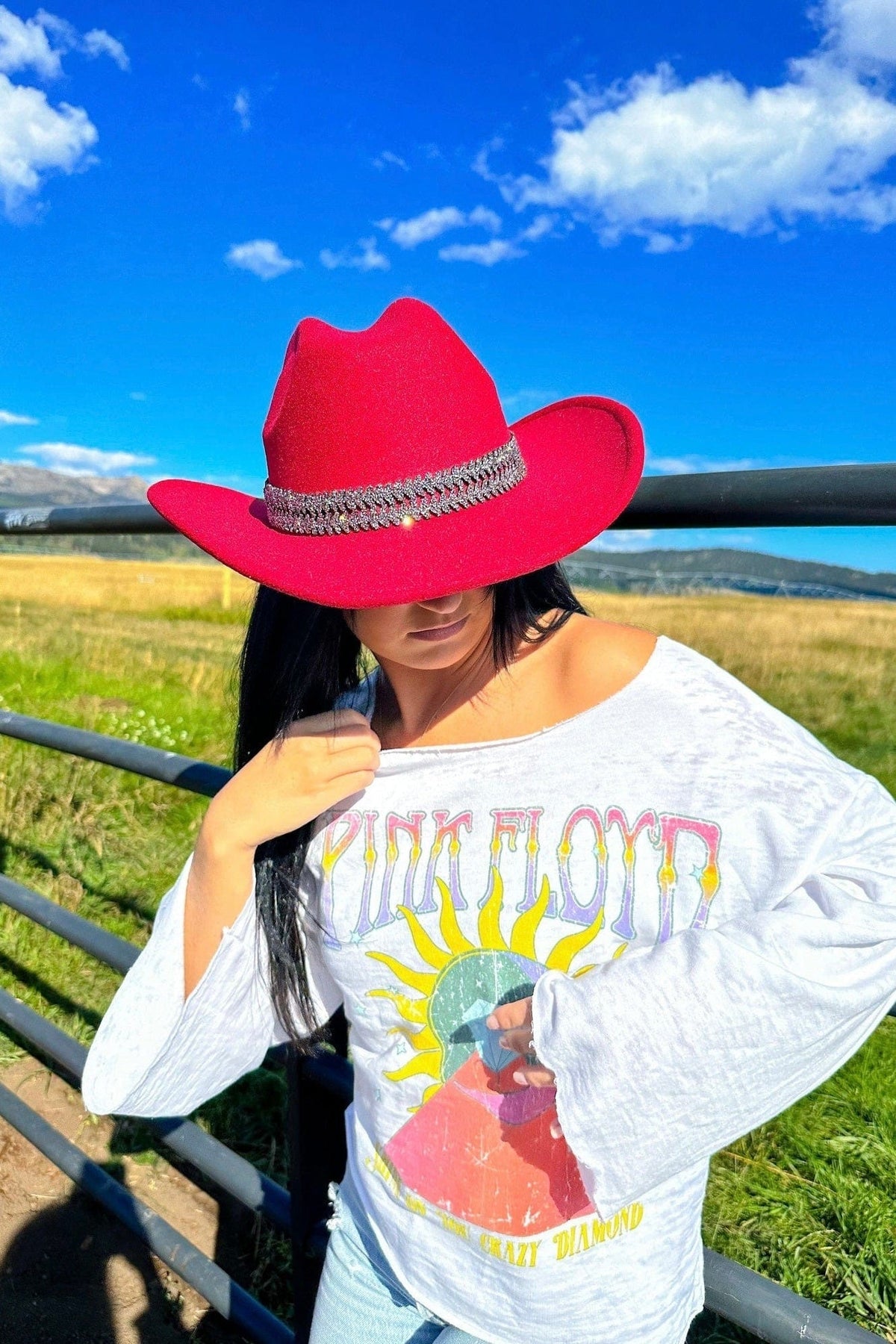 VCC0075 Maggie Cowboy Hat With Glitter Band - MiMi Wholesale
