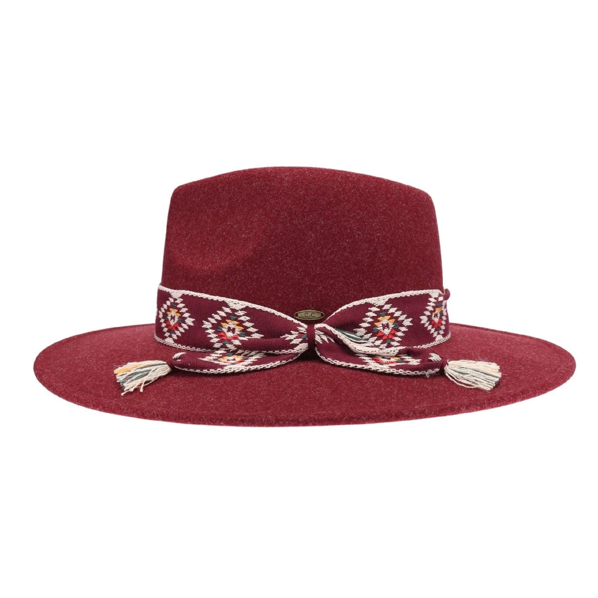 WF10 Gianna Felt Panama Hat With Aztec Band - MiMi Wholesale