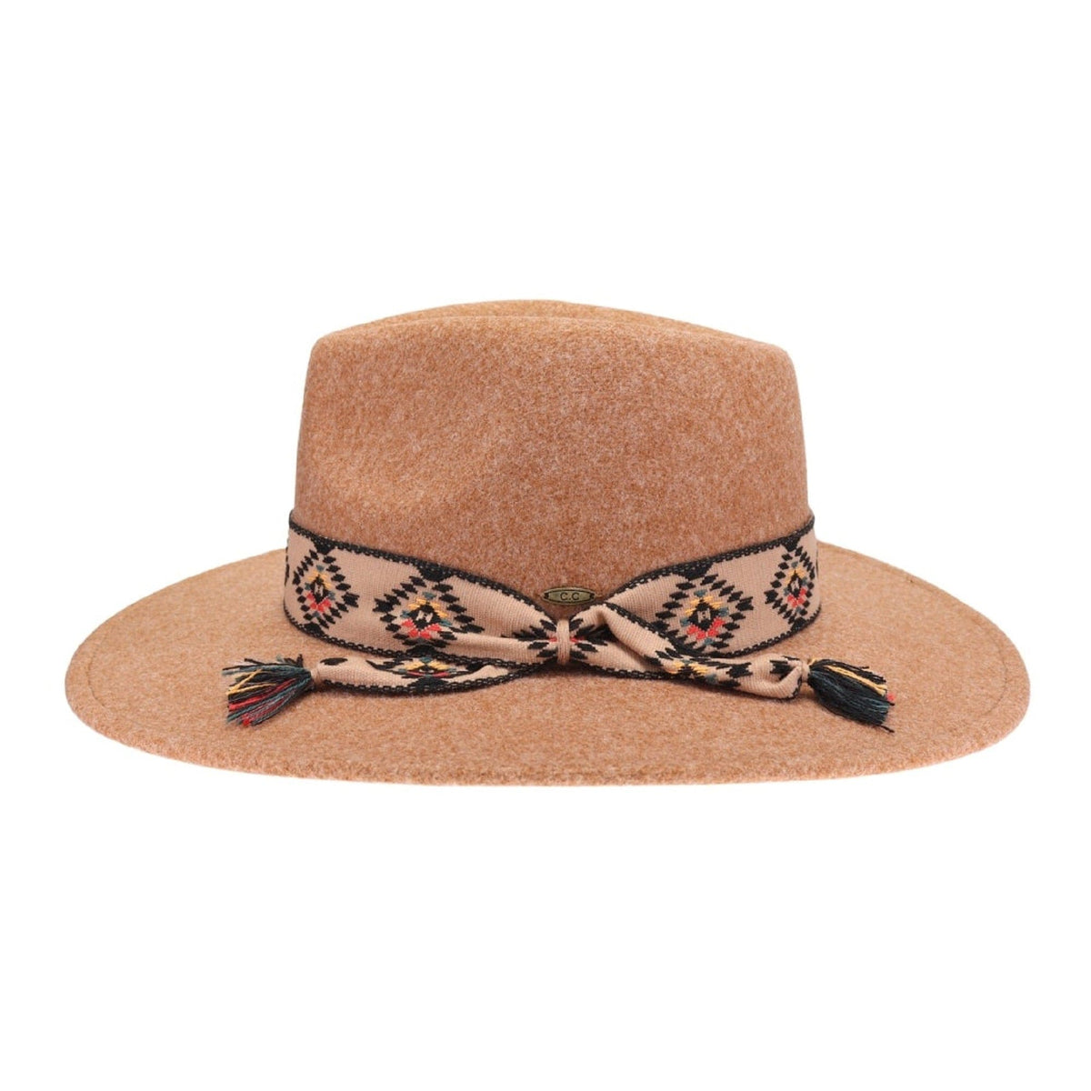 WF10 Gianna Felt Panama Hat With Aztec Band - MiMi Wholesale