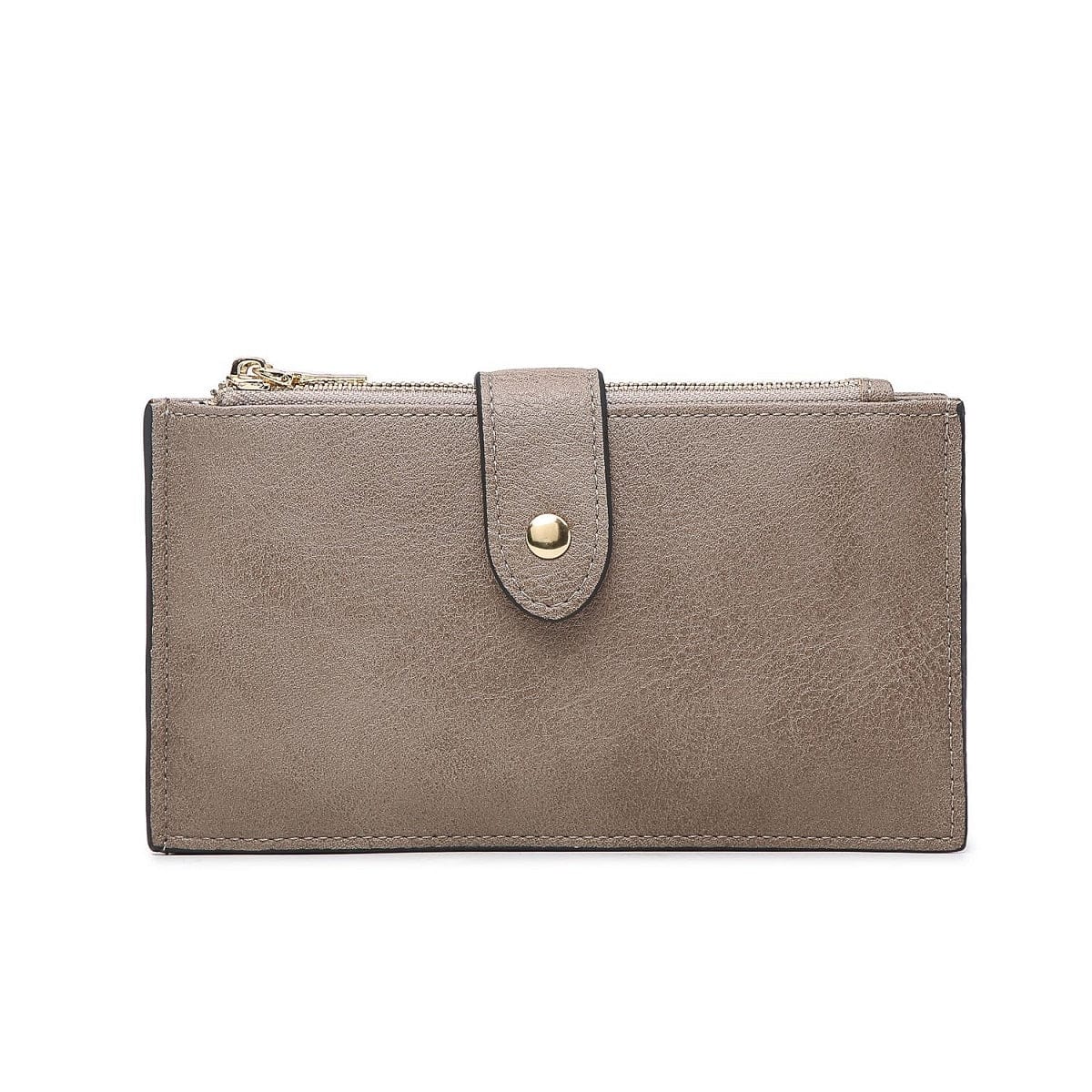 WL1969RF Two Compartment Snap Button Wallet w/ Zipper - MiMi Wholesale