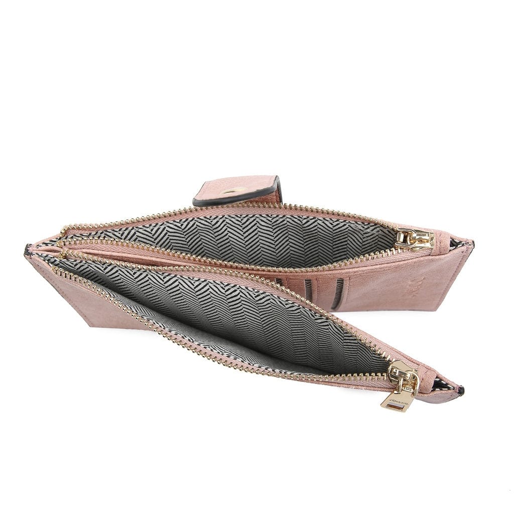 WL1969RF Two Compartment Snap Button Wallet w/ Zipper - MiMi Wholesale