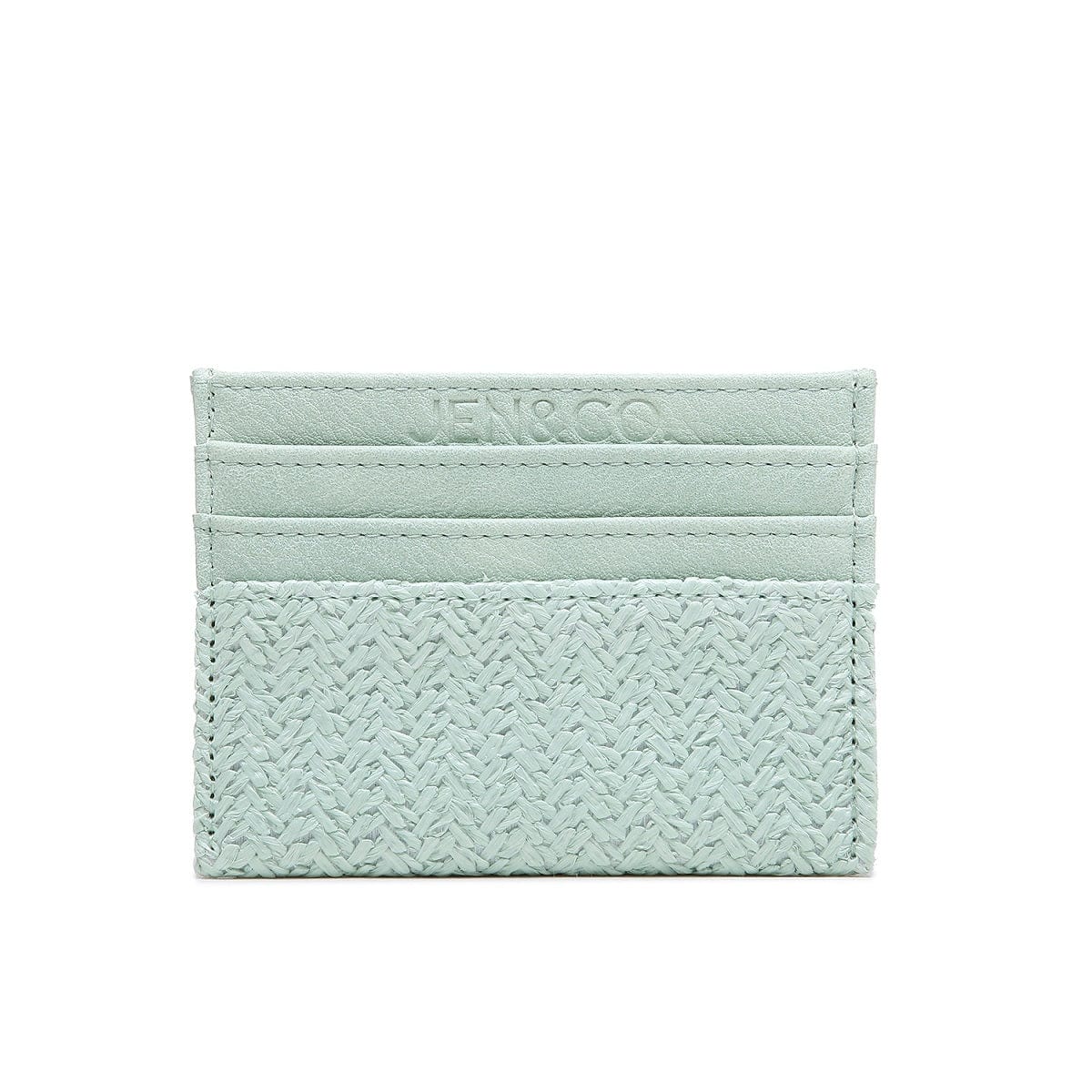 WL1996 Natural Vegan Leather & Rattan Blocked Cardholder/Wallet - MiMi Wholesale