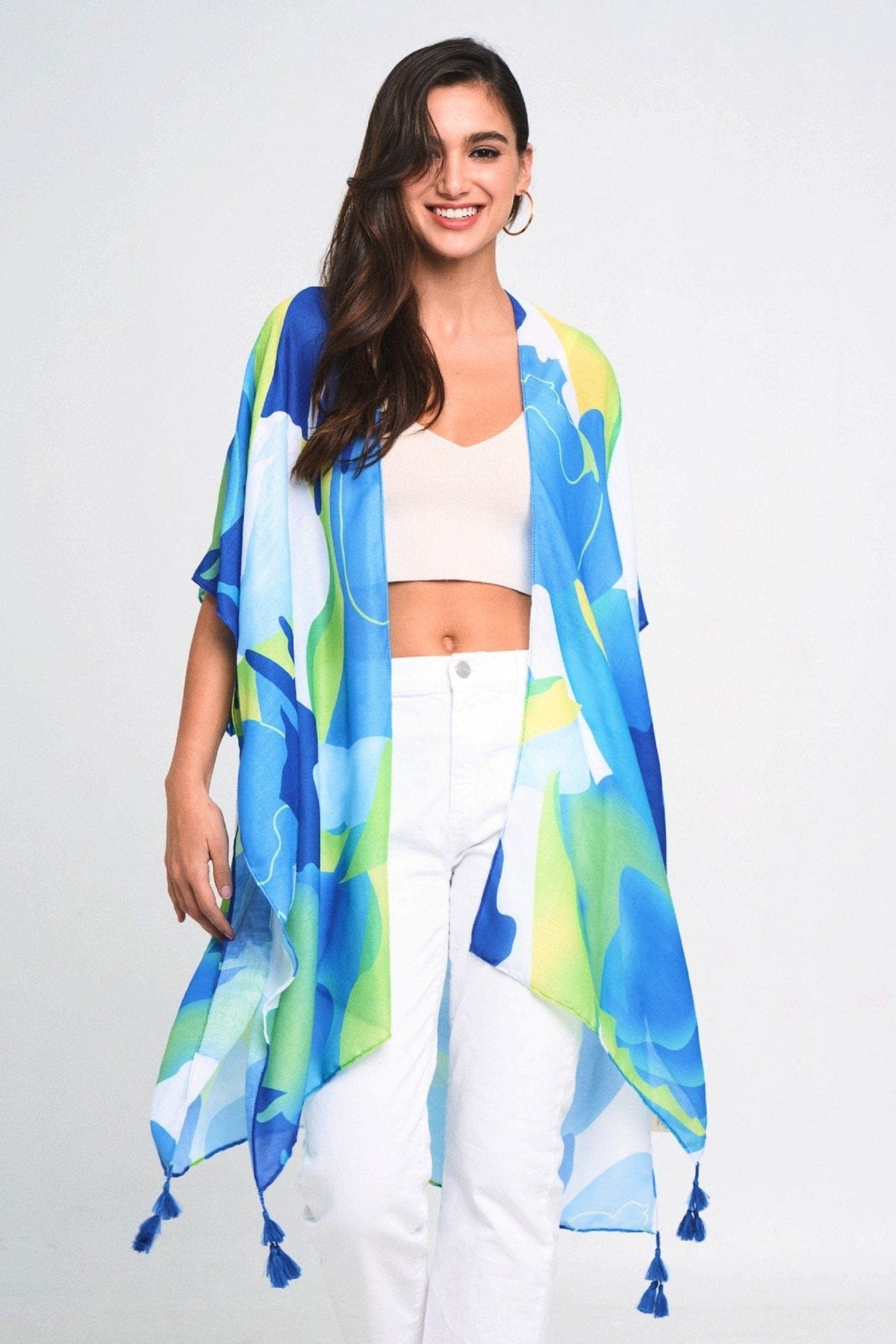 WLK310073 Colorful Abstract Print Kimono - MiMi Wholesale