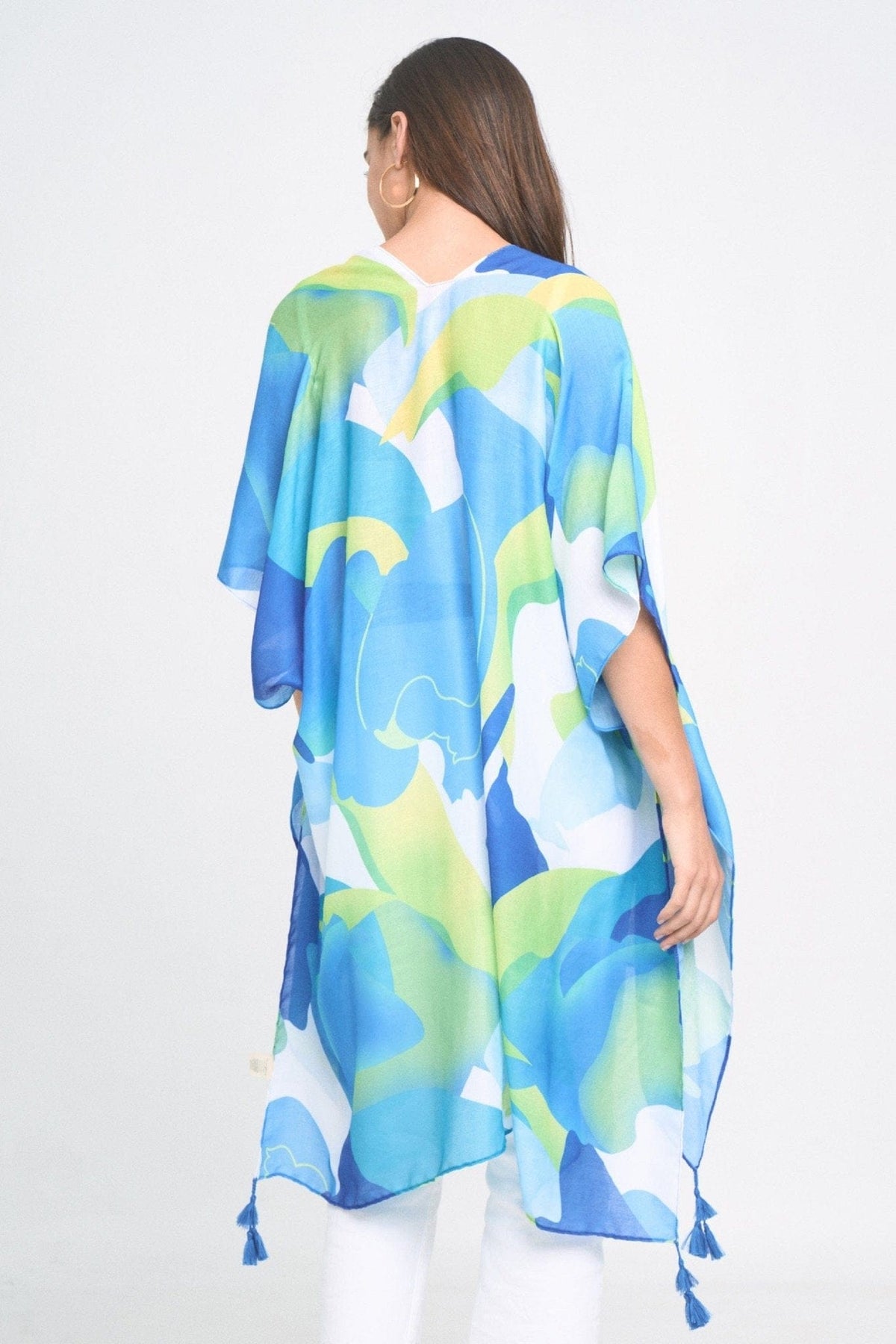 WLK310073 Colorful Abstract Print Kimono - MiMi Wholesale
