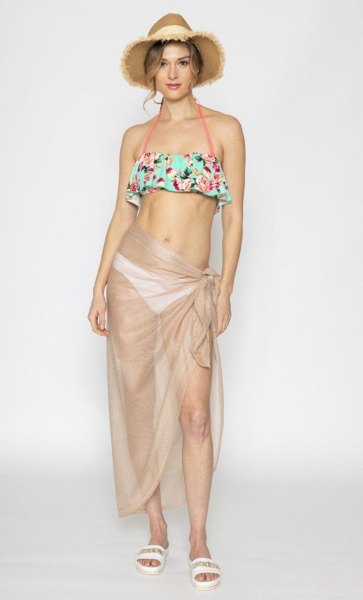 WLS210175 Diana Solid Mesh Sarong - MiMi Wholesale