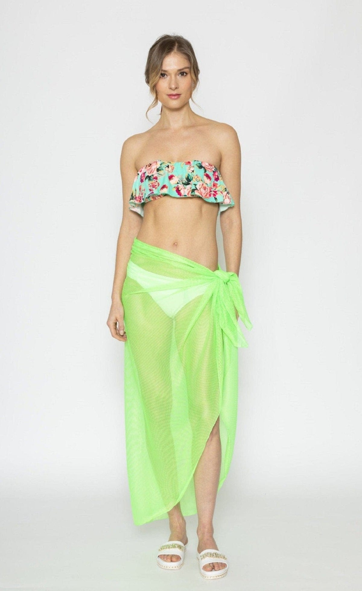 WLS210175 Diana Solid Mesh Sarong - MiMi Wholesale