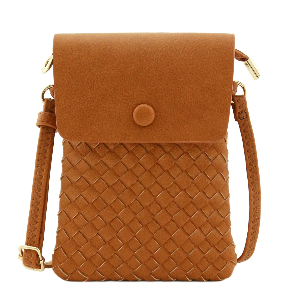 WU115 Wanda Woven Flapover Crossbody Bag Cell Phone Purse - MiMi Wholesale
