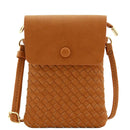 WU115 Wanda Woven Flapover Crossbody Bag Cell Phone Purse - MiMi Wholesale