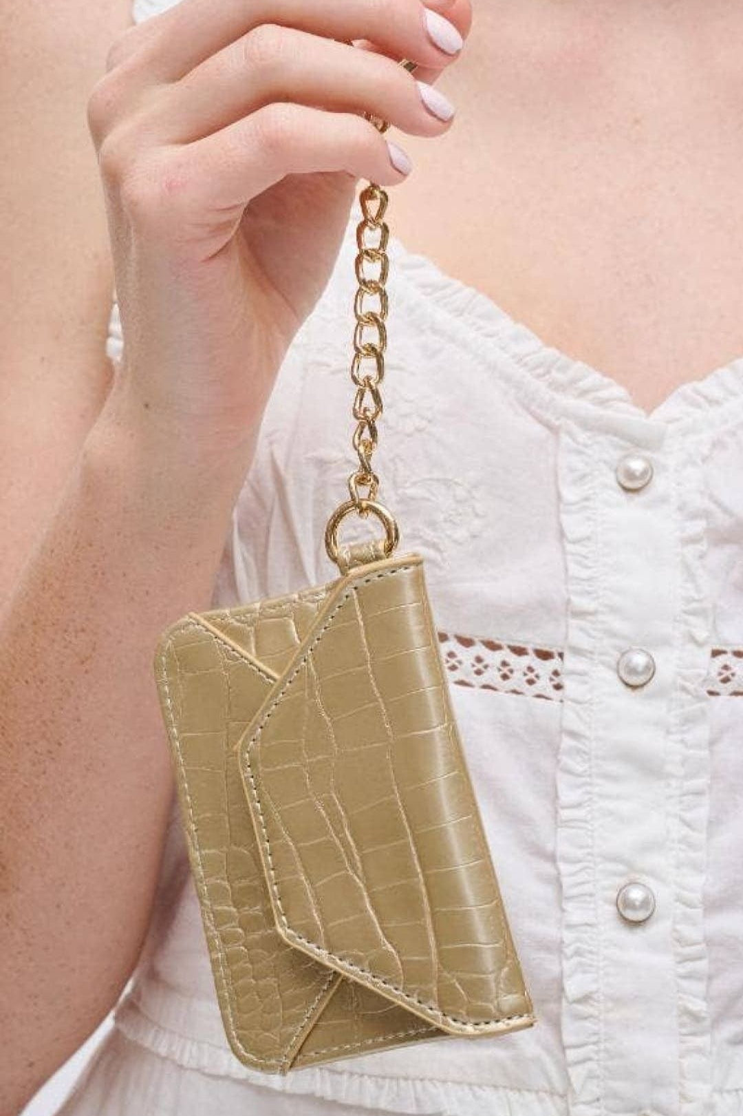 23872 Gia Crocodile Cardholder With Keychain - MiMi Wholesale