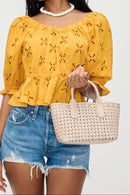 27845 Paisley 2 in 1 Mini Woven Tote/Crossbody Bag With Pouch - MiMi Wholesale