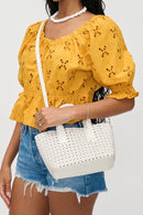 27845 Paisley 2 in 1 Mini Woven Tote/Crossbody Bag With Pouch - MiMi Wholesale