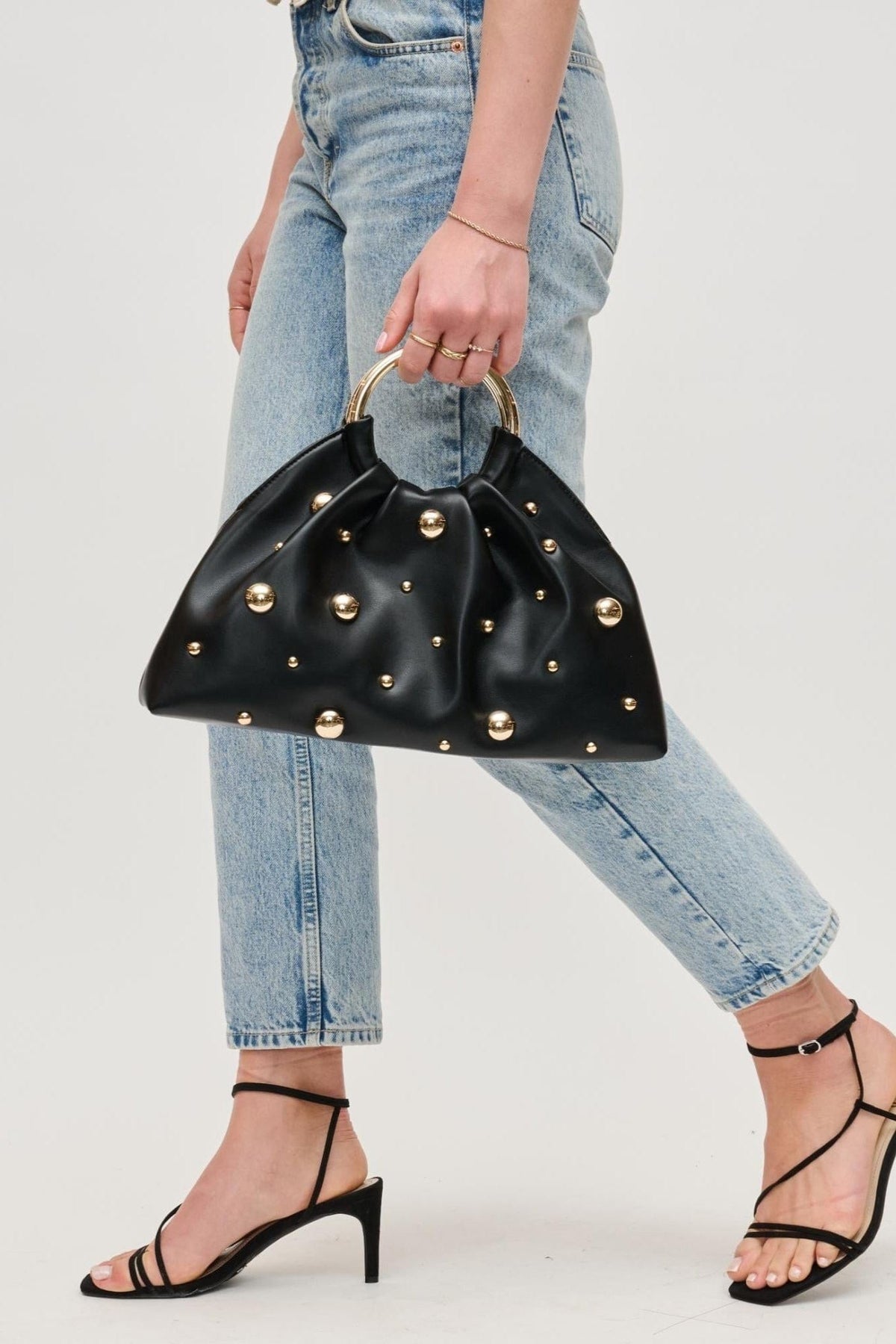28223A Harper Studded Straw Clutch/Evening Bag - MiMi Wholesale