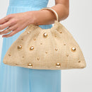 28823 Harper Studded Straw Clutch/Evening Bag - MiMi Wholesale