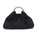 28823F Faux Fur Clutch Bag With Ring Handle - MiMi Wholesale