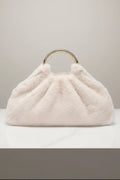 28823F Faux Fur Clutch Bag With Ring Handle - MiMi Wholesale