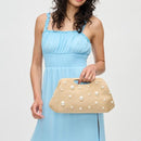 28827 Mallory Straw Pearls/Stud Clutch - MiMi Wholesale
