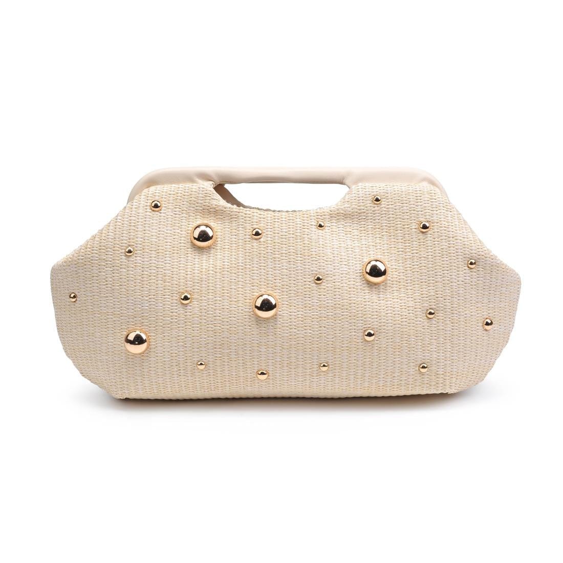 28827 Mallory Straw Pearls/Stud Clutch - MiMi Wholesale