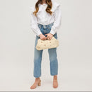 28827 Mallory Straw Pearls/Stud Clutch - MiMi Wholesale