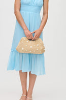 28827 Mallory Straw Pearls/Stud Clutch - MiMi Wholesale