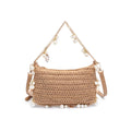 28829 Steph Straw Pearl Lined Evening Bag - MiMi Wholesale