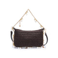 28829 Steph Straw Pearl Lined Evening Bag - MiMi Wholesale