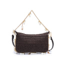 28829 Steph Straw Pearl Lined Evening Bag - MiMi Wholesale