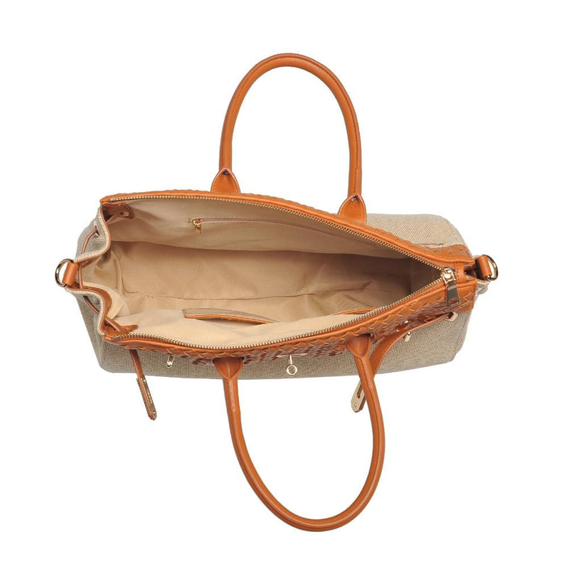 28909 Bertha Straw and Woven Satchel Bag - MiMi Wholesale