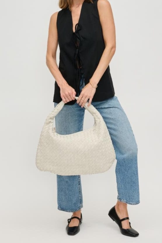 29430SU Victoria Woven Faux Suede Hobo Bag - MiMi Wholesale