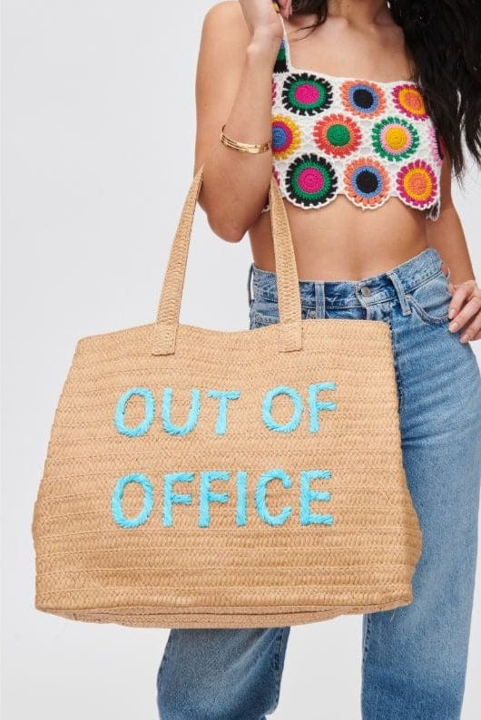 33529 Seaton Out Of Office Straw Beach Tote - MiMi Wholesale