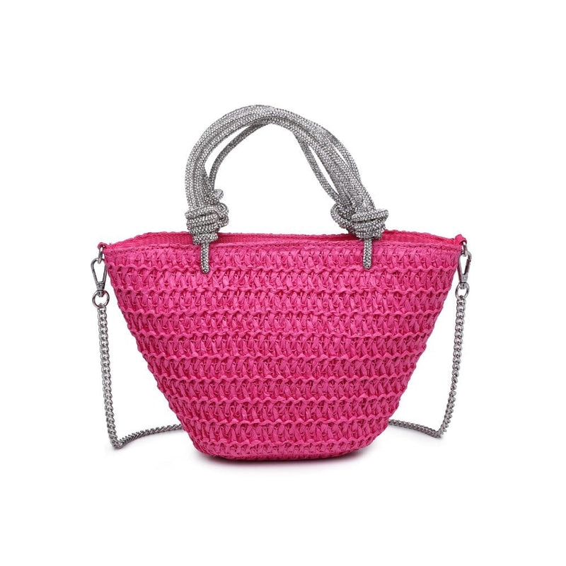 34243 Gaia Mini Straw Tote With Rhinestone Handle - MiMi Wholesale