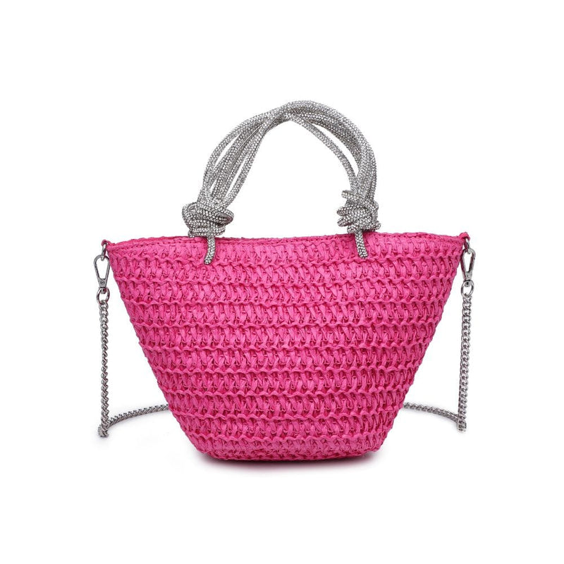 34243 Gaia Mini Straw Tote With Rhinestone Handle - MiMi Wholesale