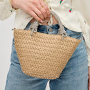 34243 Gaia Mini Straw Tote With Rhinestone Handle - MiMi Wholesale