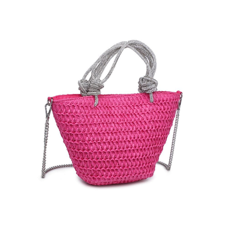 34243 Gaia Mini Straw Tote With Rhinestone Handle - MiMi Wholesale