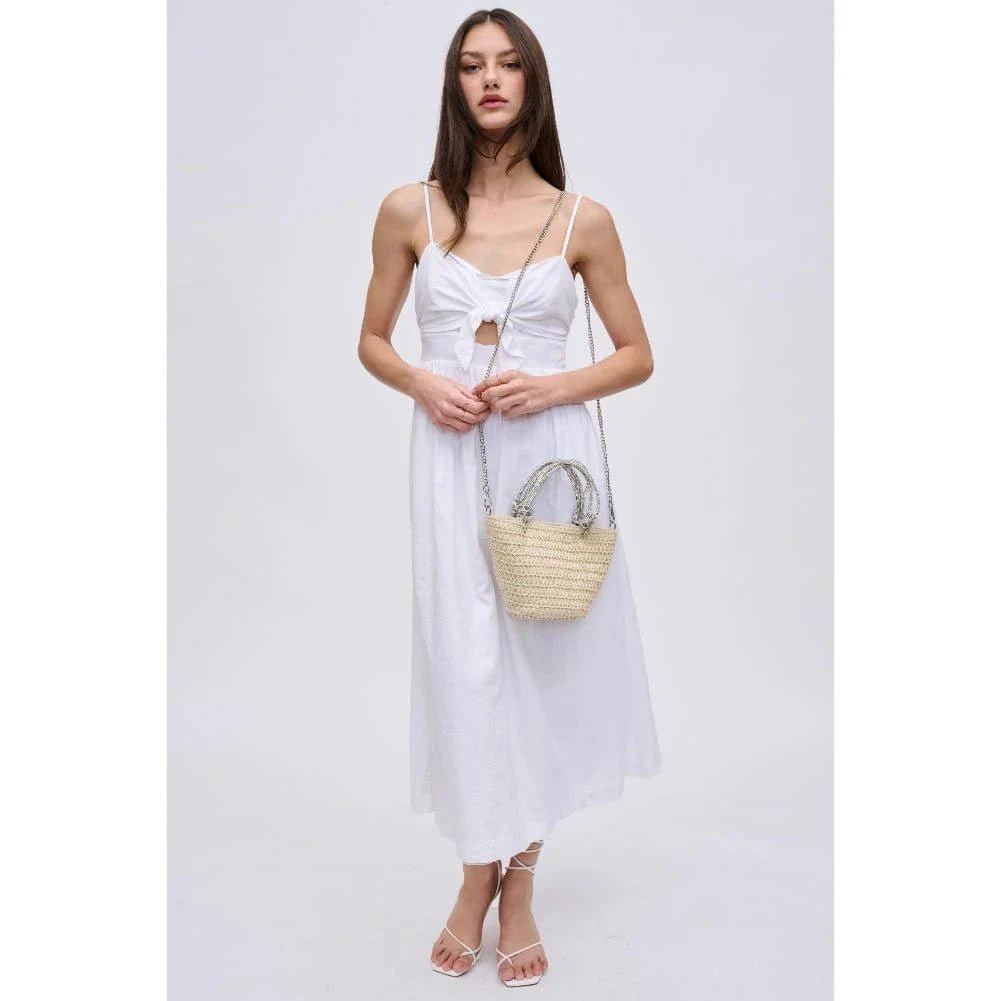 34243 Gaia Mini Straw Tote With Rhinestone Handle - MiMi Wholesale