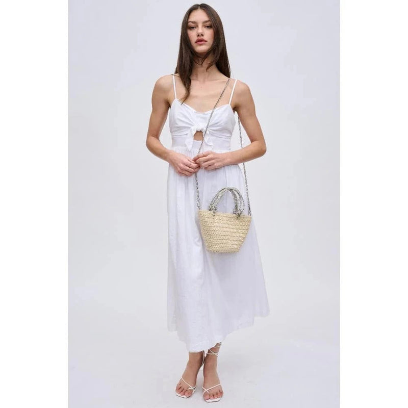 34243 Gaia Mini Straw Tote With Rhinestone Handle - MiMi Wholesale