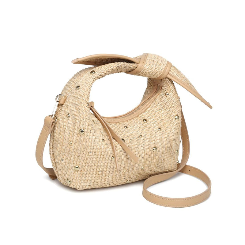 34378S Paloma Studded Straw Crossbody Bag - MiMi Wholesale