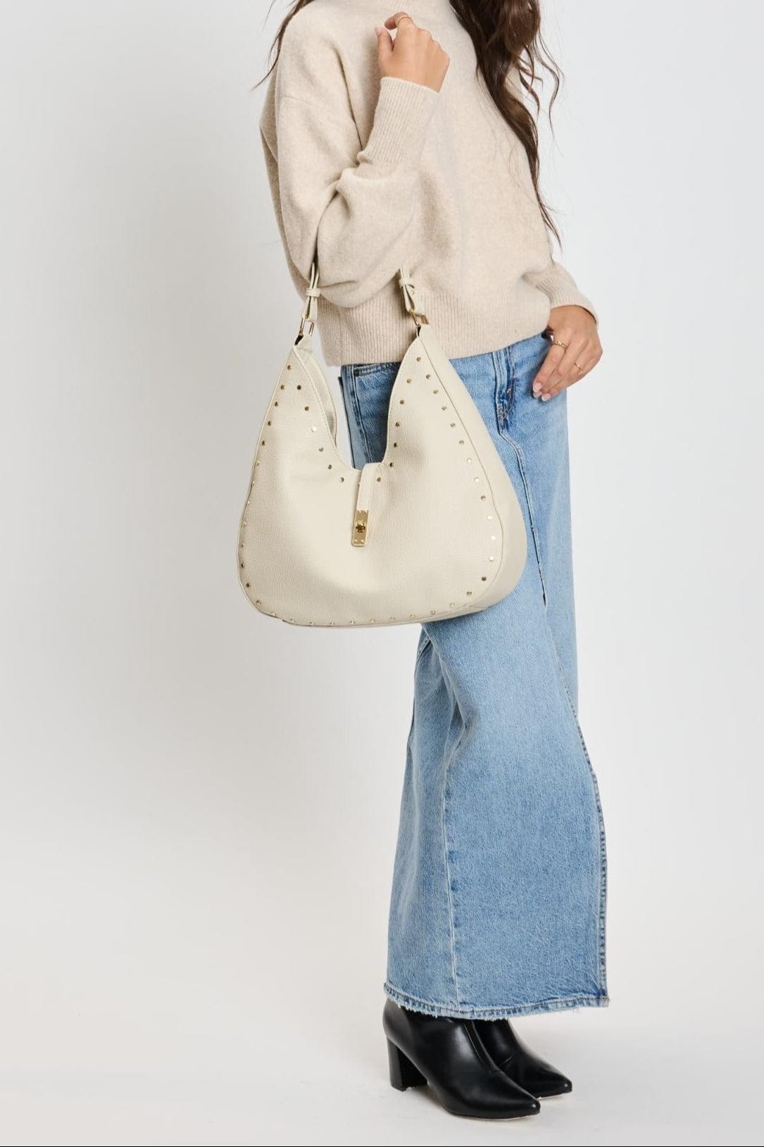 35275ML Olivia Studded Hobo Bag - MiMi Wholesale