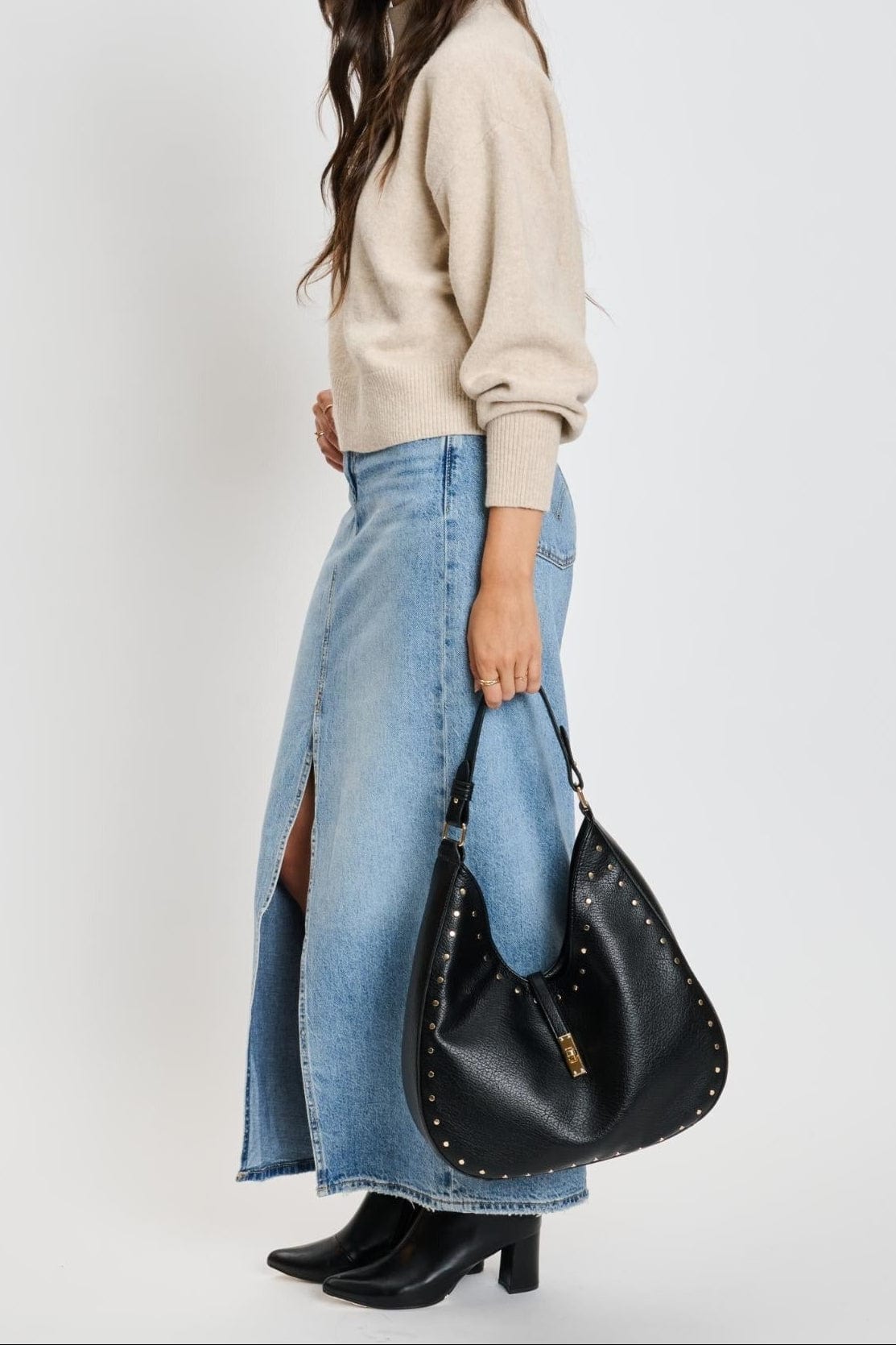 35275ML Olivia Studded Hobo Bag - MiMi Wholesale