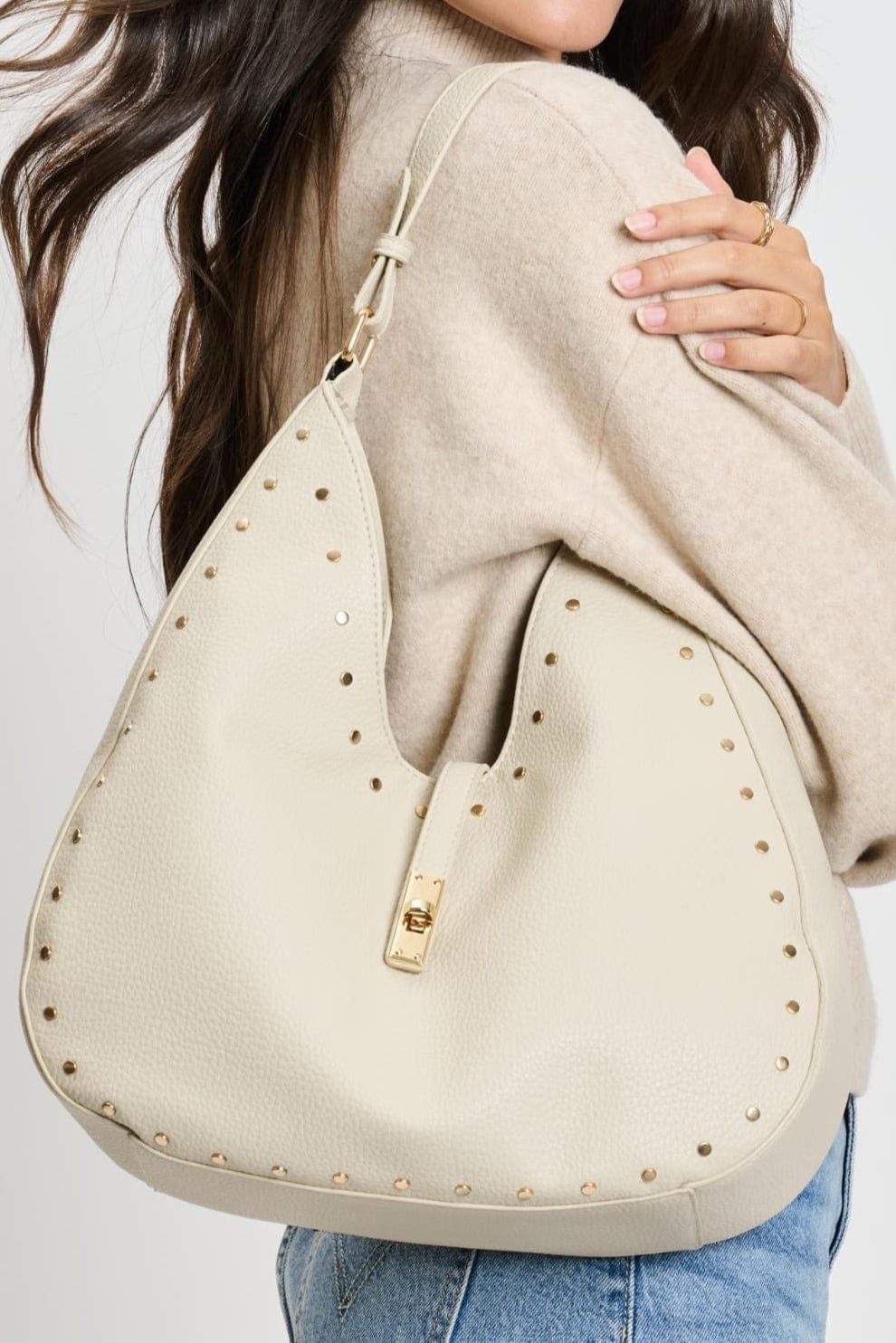 35275ML Olivia Studded Hobo Bag - MiMi Wholesale